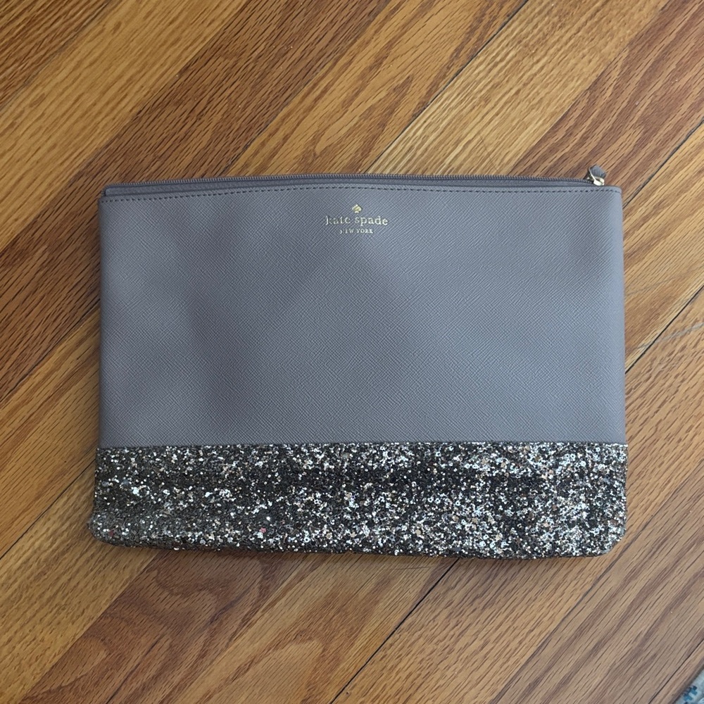 Kate Spade Metallic Gray Clutch